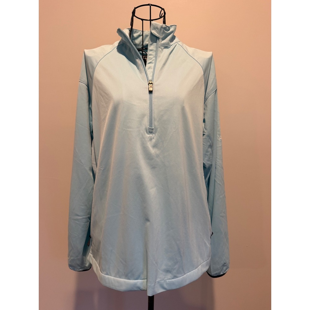 Adidas ClimaProof Wind Quarter Zip Jacket Light Blue Womens Medium 862196